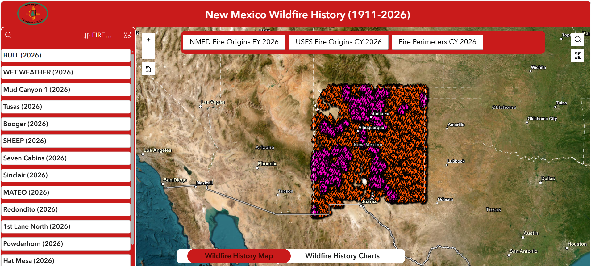 Wildfire History Experience Builder Image